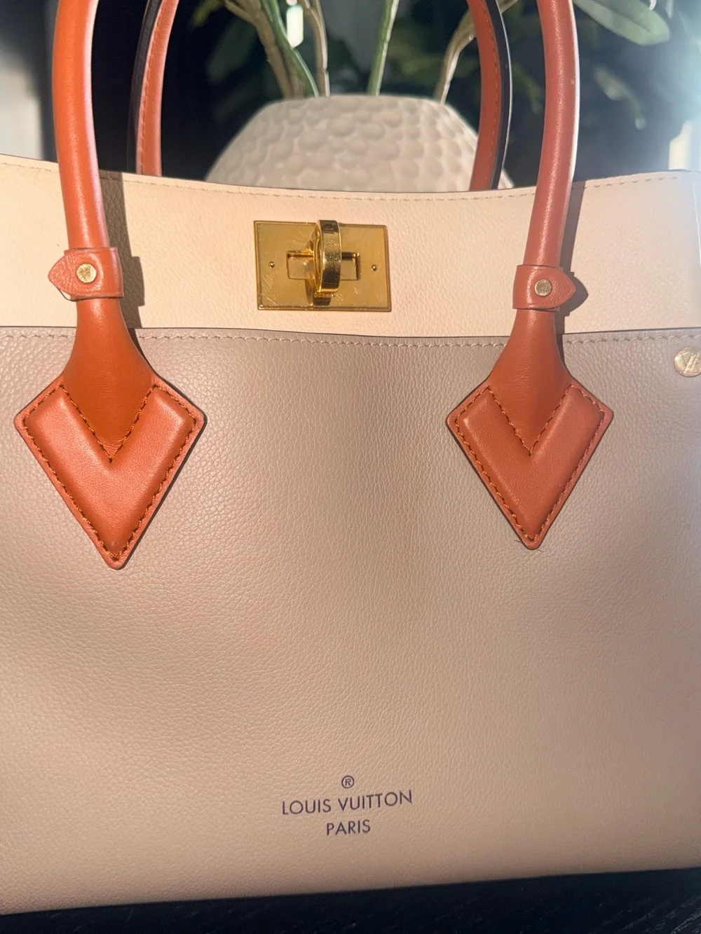 Louis Vuitton AUTHENTIC LOUIS VUITTON ON MY SIDE TOTE – NEUTRAL / CARAMEL